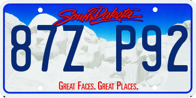 SD license plate 87ZP92