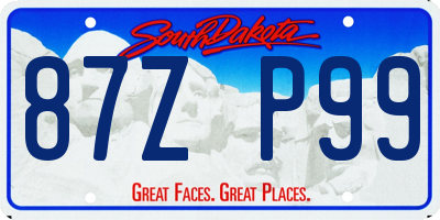 SD license plate 87ZP99