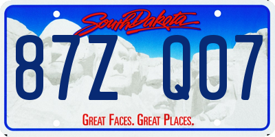 SD license plate 87ZQ07