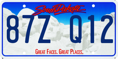 SD license plate 87ZQ12