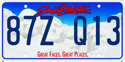 SD license plate 87ZQ13