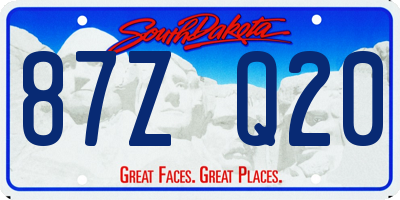 SD license plate 87ZQ20