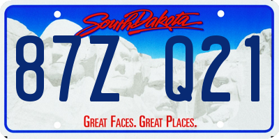 SD license plate 87ZQ21