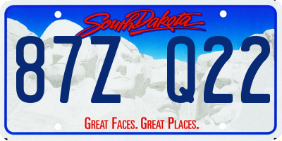 SD license plate 87ZQ22