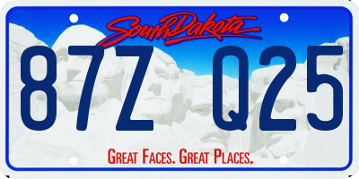 SD license plate 87ZQ25