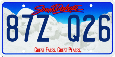 SD license plate 87ZQ26