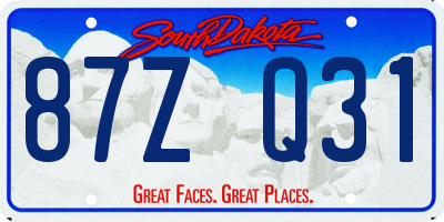 SD license plate 87ZQ31