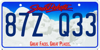 SD license plate 87ZQ33