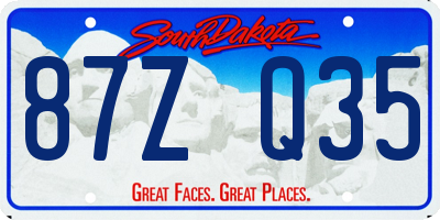 SD license plate 87ZQ35