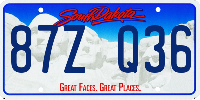 SD license plate 87ZQ36
