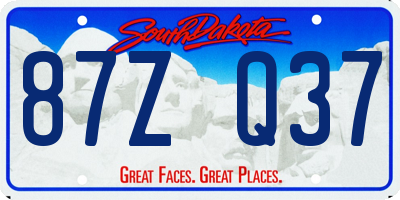 SD license plate 87ZQ37