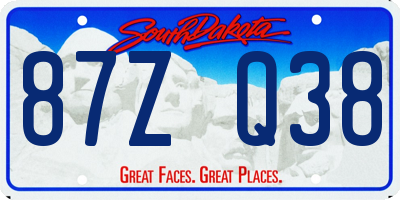 SD license plate 87ZQ38
