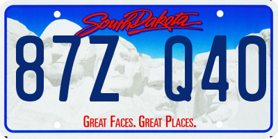 SD license plate 87ZQ40