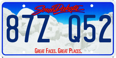 SD license plate 87ZQ52
