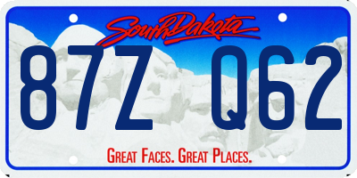 SD license plate 87ZQ62