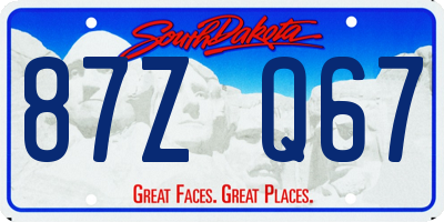 SD license plate 87ZQ67