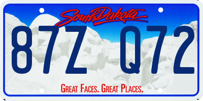 SD license plate 87ZQ72