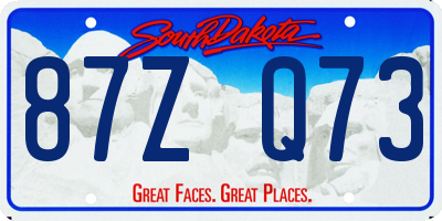 SD license plate 87ZQ73