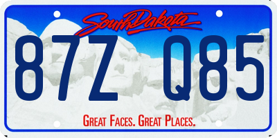SD license plate 87ZQ85