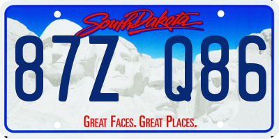 SD license plate 87ZQ86