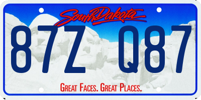 SD license plate 87ZQ87