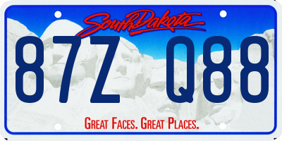 SD license plate 87ZQ88