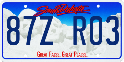SD license plate 87ZR03
