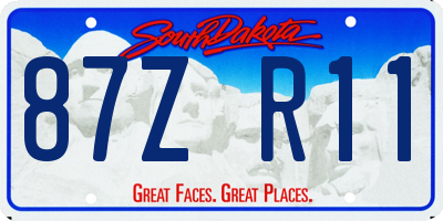 SD license plate 87ZR11