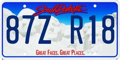 SD license plate 87ZR18