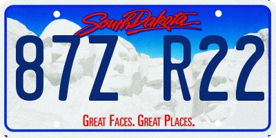 SD license plate 87ZR22