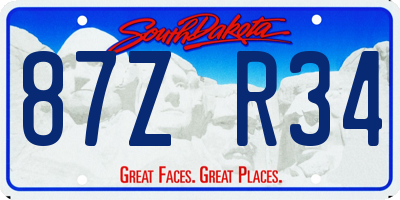 SD license plate 87ZR34