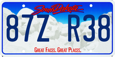 SD license plate 87ZR38