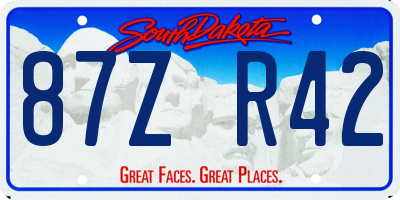 SD license plate 87ZR42