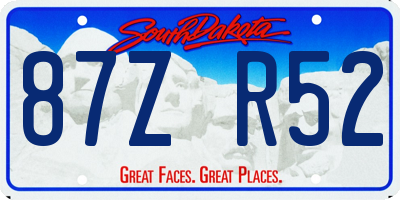 SD license plate 87ZR52
