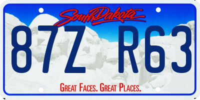 SD license plate 87ZR63