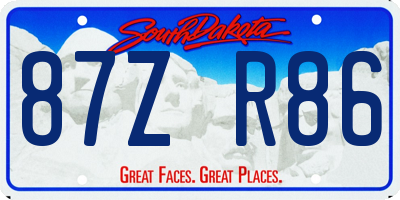 SD license plate 87ZR86