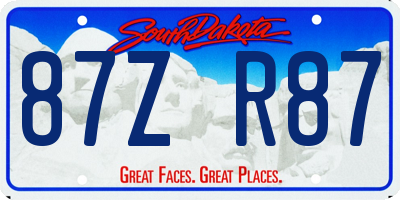 SD license plate 87ZR87
