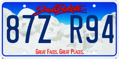 SD license plate 87ZR94