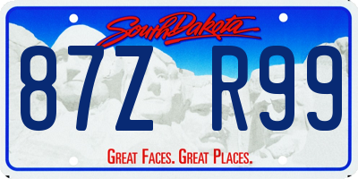 SD license plate 87ZR99