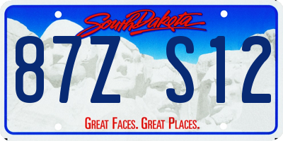 SD license plate 87ZS12