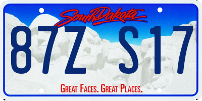 SD license plate 87ZS17