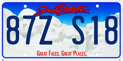 SD license plate 87ZS18