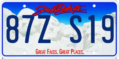 SD license plate 87ZS19