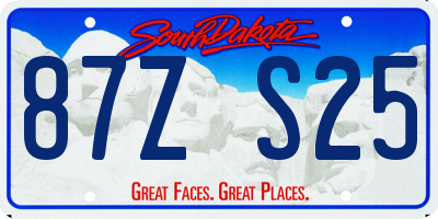 SD license plate 87ZS25