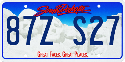 SD license plate 87ZS27
