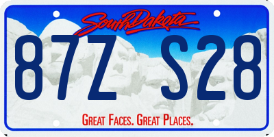 SD license plate 87ZS28