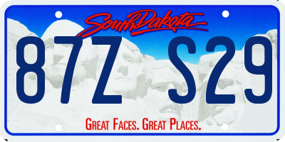SD license plate 87ZS29