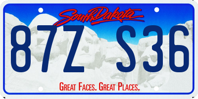 SD license plate 87ZS36