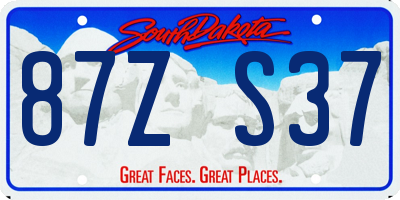 SD license plate 87ZS37