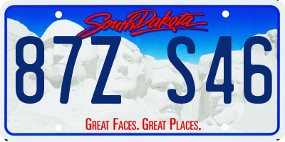 SD license plate 87ZS46